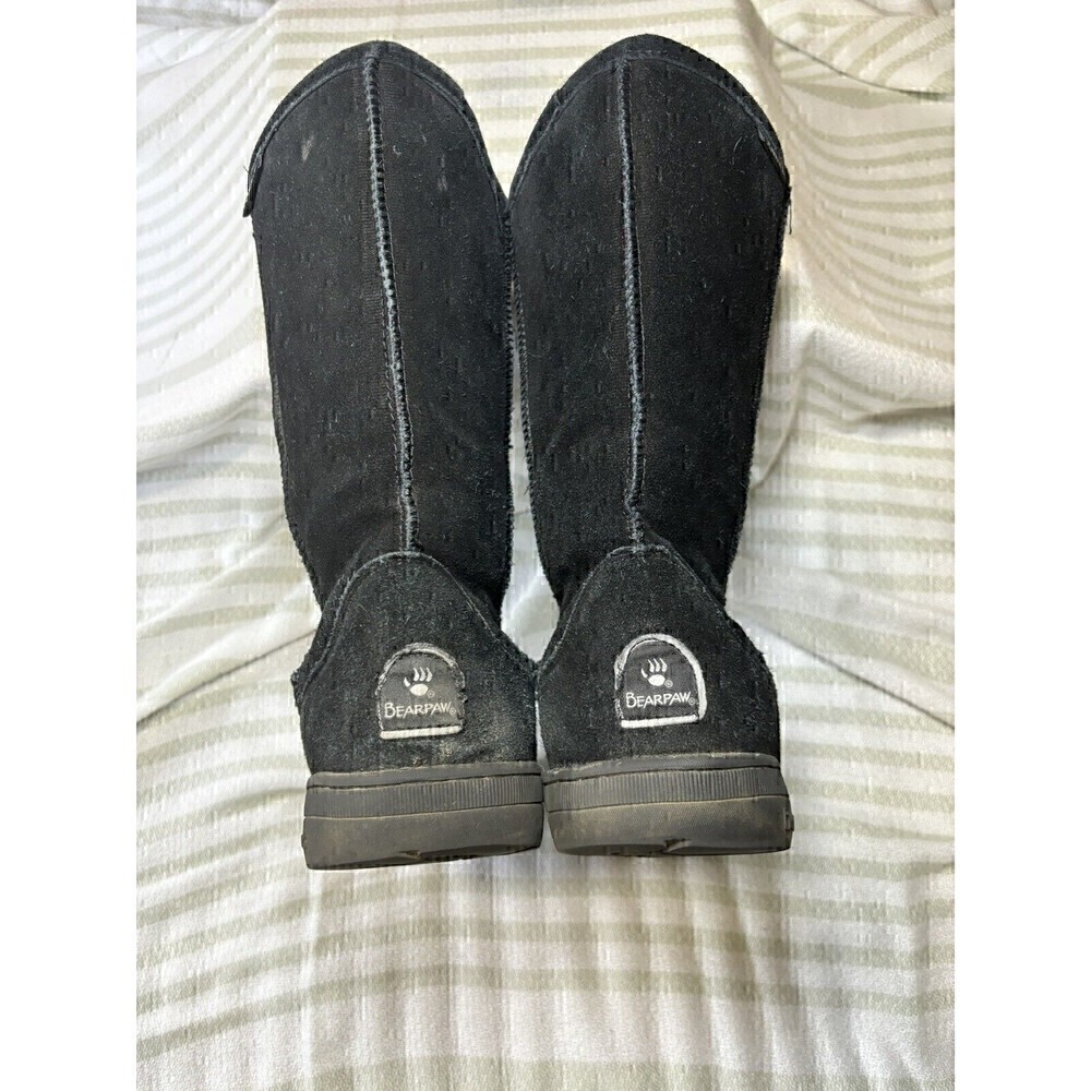 BEAR PAW Black Classic Snow Winter Boots Women’s Size 10 Black Faux Fur Lining - Picture 4 of 16